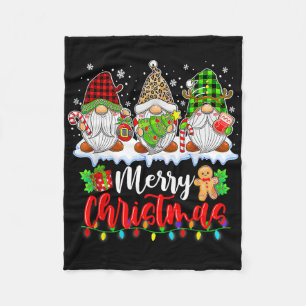 Cute Gnomes Merry Christmas Light Family Gnome Xma Fleece Blanket