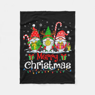 Cute Gnomes Merry Christmas Light Family Gnome Xma Fleece Blanket