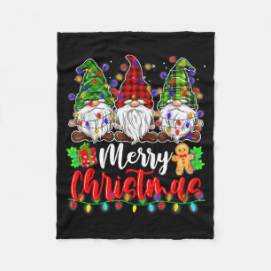 Cute Gnomes Merry Christmas Light Family Gnome Xma Fleece Blanket