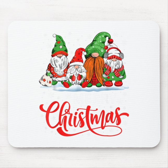 Cute Gnomes Merry Christmas Light Family Gnome Xma Mouse Pad (Front)
