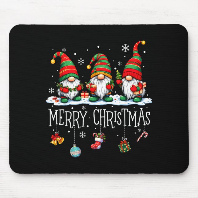 Cute Gnomes Merry Christmas Light Family Gnome Xma Mouse Pad (Front)