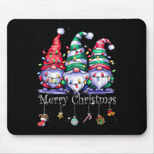 Cute Gnomes Merry Christmas Light Family Gnome Xma Mouse Pad