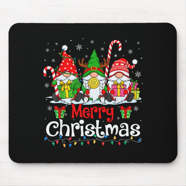Cute Gnomes Merry Christmas Light Family Gnome Xma Mouse Pad (Front)