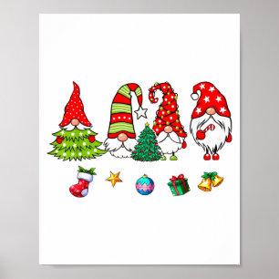 Cute Gnomes Merry Christmas Light Family Gnome Xma Poster