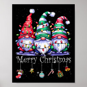 Cute Gnomes Merry Christmas Light Family Gnome Xma Poster