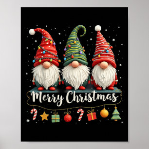 Cute Gnomes Merry Christmas Light Family Gnome Xma Poster