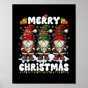 Cute Gnomes Merry Christmas Light Matching Family Poster