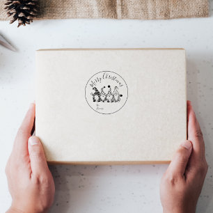 Cute Gnomes Modern Chic Script DIY Christmas Gift Self-inking Stamp