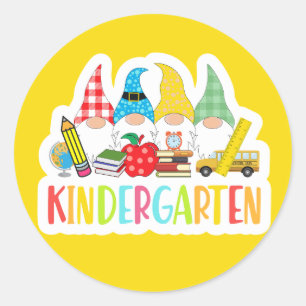 Cute gnomes school kindergarten bus globe books  classic round sticker