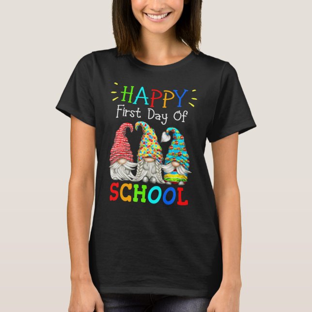 Cute Gnomes Students Teacher Gnome Back To School T-Shirt (Front)