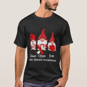Cute Gnomes Support Ribbon Heart Disease Awareness T-Shirt