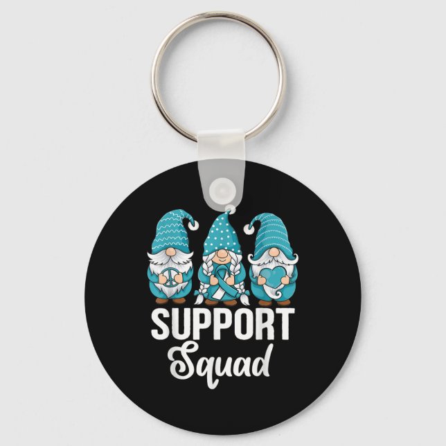 Cute Gnomes Support Squad Survivor Cervical Cancer Key Ring (Front)