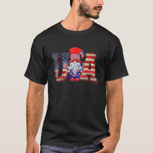 Cute Gnomes Usa American Flag Patriotic 4th Of Jul T-Shirt