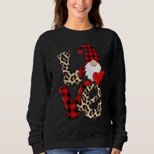 Cute Gnomes Valentines Love Leopard Plaid Couple M Sweatshirt