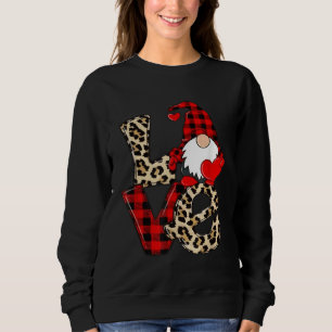 Cute Gnomes Valentines Love Leopard Plaid Couple M Sweatshirt