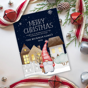 Cute Gnomes Winter Snow MerryChristmas HolidayCard Holiday Card