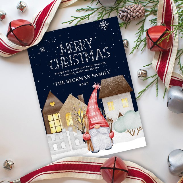 Cute Gnomes Winter Snow MerryChristmas HolidayCard Holiday Card (Creator Uploaded)