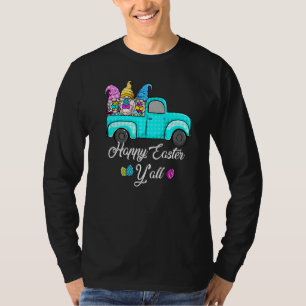 Cute Gnomes With Bunny Ears Egg Hunting Truck East T-Shirt