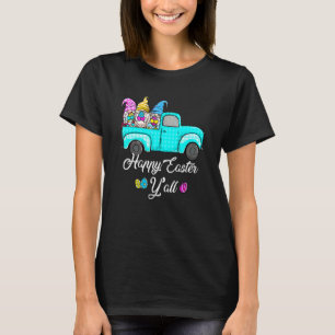 Cute Gnomes With Bunny Ears Egg Hunting Truck East T-Shirt