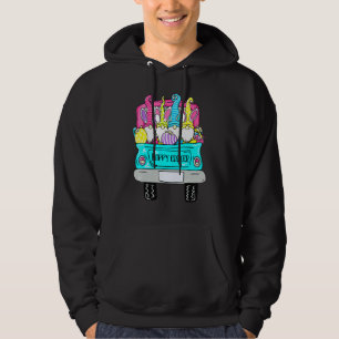 Cute Gnomes With Bunny Ears Egg Hunting Truck Happ Hoodie