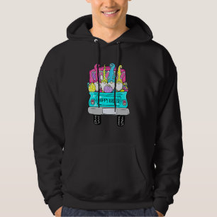 Cute Gnomes With Bunny Ears Egg Hunting Truck Happ Hoodie