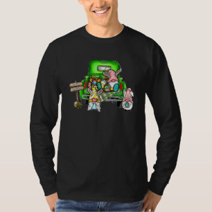 Cute gnomes with Bunny ears Egg Hunting Truck Happ T-Shirt