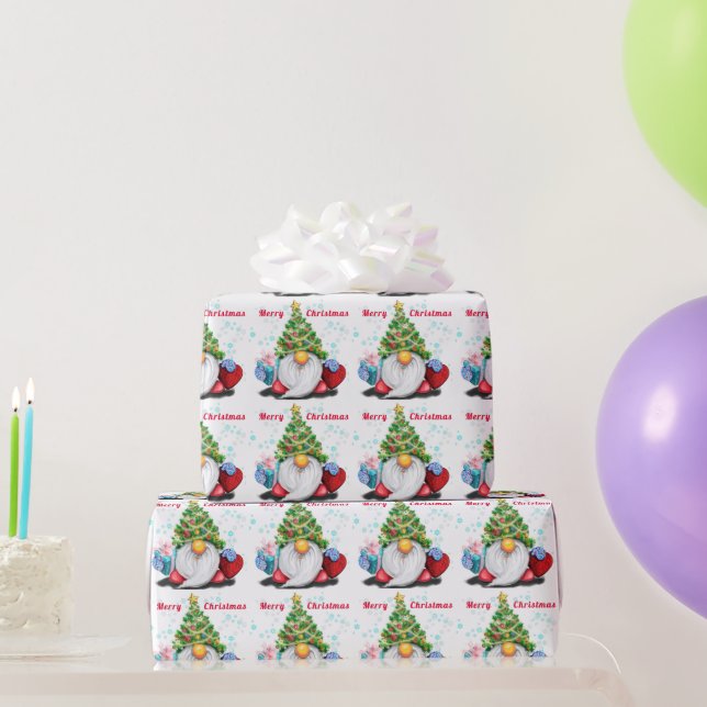 Cute Gnomes with Gift Christmas Wrapping Paper (Party Gifts)