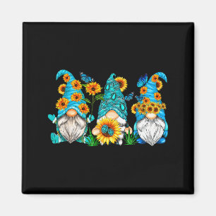 Cute Gnomes With Sunflower Butterfly Gardeners Sum Magnet