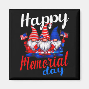 Cute Gnomes With Usa Flag Happy Memorial Day  Magnet