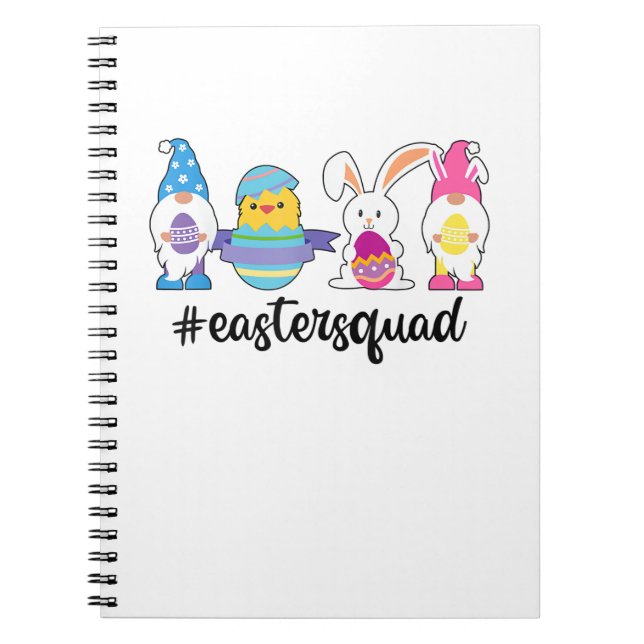 Cute Gnomies Bunnies Squad Easter Day Funny Rabbit Notebook (Front)