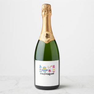 Cute Gnomies Bunnies Squad Easter Day Funny Rabbit Sparkling Wine Label