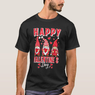 Cute Gnomies & Hearts Happy Gnomes Valentine's Day T-Shirt