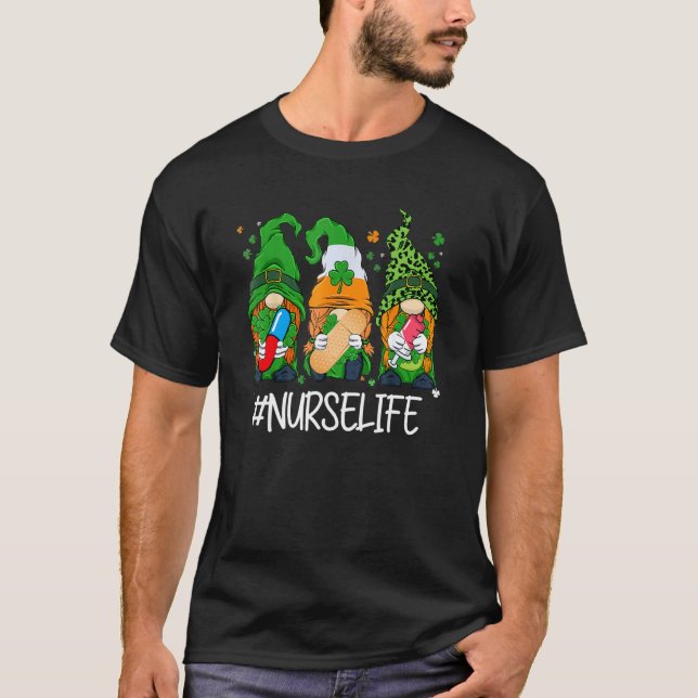 Cute Gnomies Nurse Life St Patrick S Day Nurse Wom T-Shirt (Front)