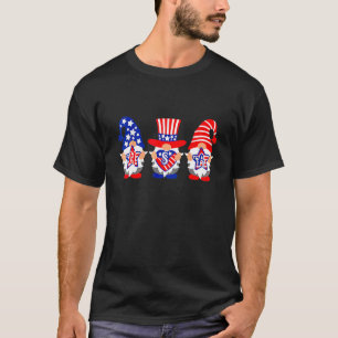 Cute Gnomies Usa 4th Of July American Flag Patriot T-Shirt