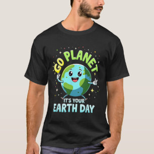 Cute Go Planet Its Your Earth Day 2025 Teacher Boy T-Shirt