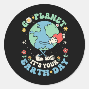 Cute Go Planet Its Your Earth Day 2025 Teacher Kid Classic Round Sticker