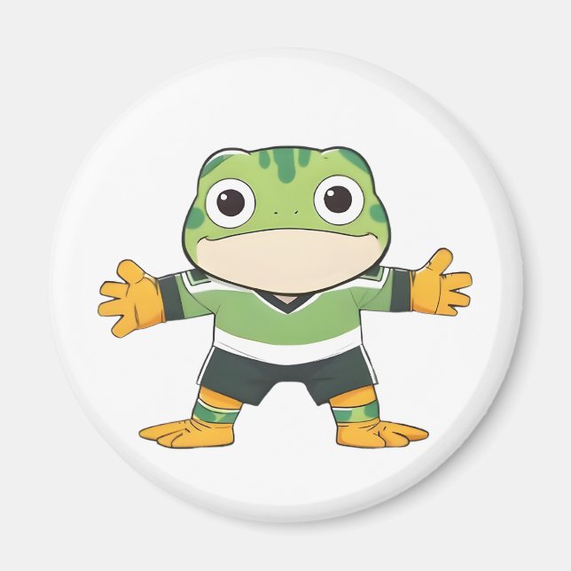 Cute Goalkeeper Frog Soccer Kawaii Design Magnet (Front)