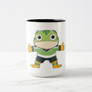 Cute Goalkeeper Frog Soccer Kawaii Design Two-Tone Coffee Mug