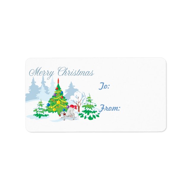 Cute Goat Christmas  Gift Tag Sticker (Front)