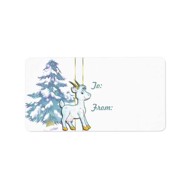 Cute Goat  Christmas Gift Tag Sticker (Front)