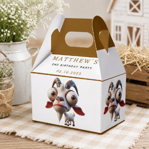 Cute goat Farm Animals 2nd Birthday Party Favour Box