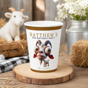 Cute goat Farm Animals 2nd Birthday Party  Paper Cups