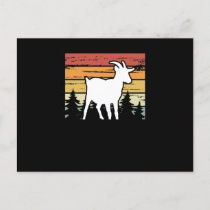 Cute goat on retro vintage postcard