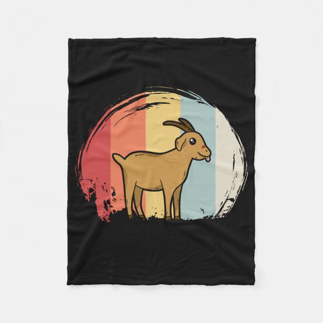 Cute Goat Retro Fleece Blanket (Front)
