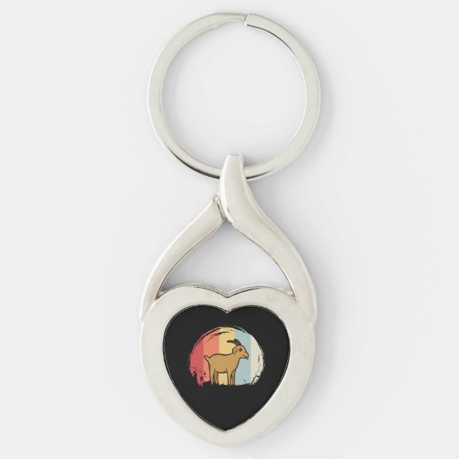 Cute Goat Retro Key Ring (Front)