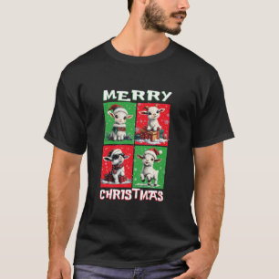 Cute Goat Santa Animals Lover Merry Christmas Tree T-Shirt
