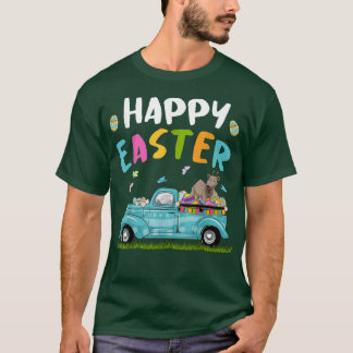 Cute Goat With Bunny Ears Egg Hunting Truck Easter T-Shirt