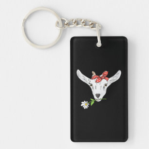 Cute Goats Bandanna Farm Animal Funny Goat Lover Key Ring