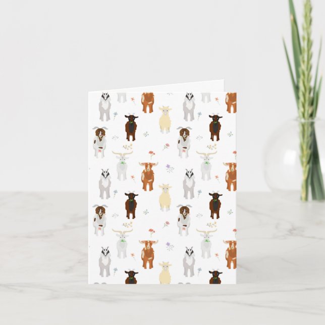 Cute Goats Farm Animals Card (Front)