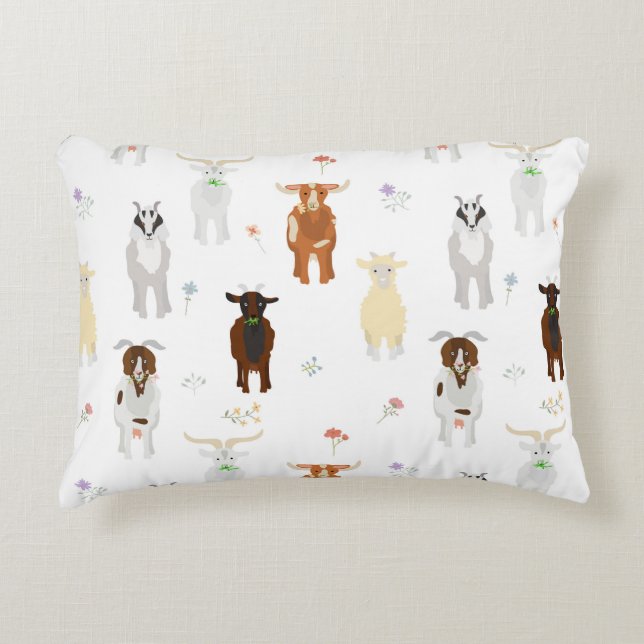 Cute Goats Farm Animals Decorative Cushion (Front)